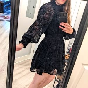 H&M Black Chiffon Smocked Dress